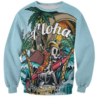 Personalized Aloha Hawaii Skeleton Sweatshirt Tropical Summer Vibe LT01 Unisex Blue - Polynesian Pride