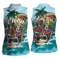 Personalized Aloha Hawaii Skeleton Women Sleeveless Polo Shirt Tropical Summer Vibe