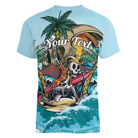 Personalized Aloha Hawaii Skeleton Women V-Neck T-Shirt Tropical Summer Vibe LT01 - Polynesian Pride