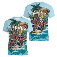 Personalized Aloha Hawaii Skeleton Women V-Neck T-Shirt Tropical Summer Vibe LT01 - Polynesian Pride