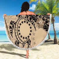 Cook Islands Turtle Beach Blanket Stars and Hibiscus - Beige LT01 - Polynesian Pride