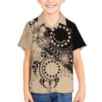 Cook Islands Turtle Hawaiian Shirt Stars and Hibiscus - Beige LT01 - Polynesian Pride