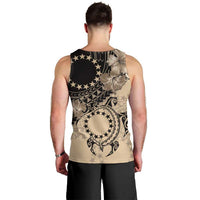 Cook Islands Turtle Men Tank Top Stars and Hibiscus - Beige LT01 - Polynesian Pride