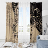 Cook Islands Turtle Window Curtain Stars and Hibiscus - Beige LT01 - Polynesian Pride