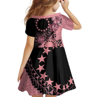 Cook Islands Turtle Family Matching Short Sleeve Bodycon Dress and Hawaiian Shirt Stars and Hibiscus - Pink