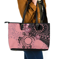 Cook Islands Turtle Leather Tote Bag Stars and Hibiscus - Pink LT01 - Polynesian Pride