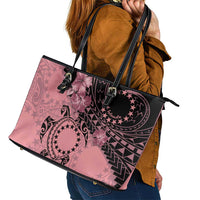 Cook Islands Turtle Leather Tote Bag Stars and Hibiscus - Pink LT01 - Polynesian Pride