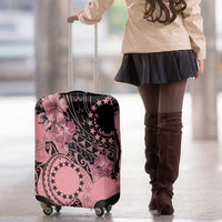 Cook Islands Turtle Luggage Cover Stars and Hibiscus - Pink