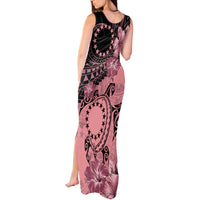 Cook Islands Turtle Tank Maxi Dress Stars and Hibiscus - Pink LT01 - Polynesian Pride