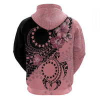 Cook Islands Turtle Zip Hoodie Stars and Hibiscus - Pink