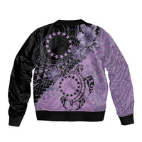 Cook Islands Turtle Bomber Jacket Stars and Hibiscus - Purple