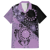 Cook Islands Turtle Family Matching Puletasi and Hawaiian Shirt Stars and Hibiscus - Purple