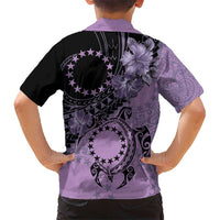 Cook Islands Turtle Kid Hawaiian Shirt Stars and Hibiscus - Purple LT01 - Polynesian Pride