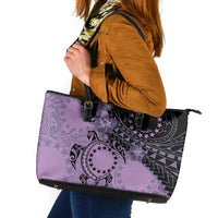 Cook Islands Turtle Leather Tote Bag Stars and Hibiscus - Purple LT01 Purple - Polynesian Pride