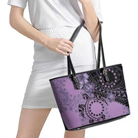 Cook Islands Turtle Leather Tote Bag Stars and Hibiscus - Purple LT01 - Polynesian Pride