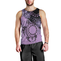 Cook Islands Turtle Men Tank Top Stars and Hibiscus - Purple LT01 - Polynesian Pride