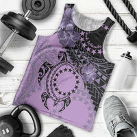 Cook Islands Turtle Men Tank Top Stars and Hibiscus - Purple LT01 - Polynesian Pride