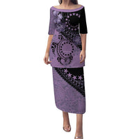 Cook Islands Turtle Puletasi Stars and Hibiscus - Purple LT01 Long Dress Purple - Polynesian Pride