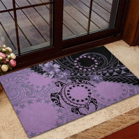 Cook Islands Turtle Rubber Doormat Stars and Hibiscus - Purple LT01 - Polynesian Pride