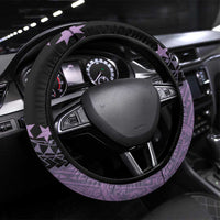 Cook Islands Turtle Steering Wheel Cover Stars and Hibiscus - Purple LT01 Universal Fit Purple - Polynesian Pride