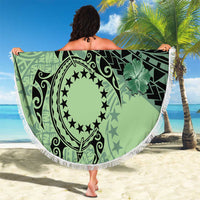 Cook Islands Turtle Beach Blanket Stars and Hibiscus - Green LT01 - Polynesian Pride