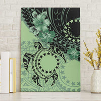 Cook Islands Turtle Canvas Wall Art Stars and Hibiscus - Green LT01 Without Frame Green - Polynesian Pride