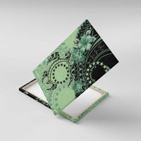 Cook Islands Turtle Canvas Wall Art Stars and Hibiscus - Green LT01 With Frame Green - Polynesian Pride