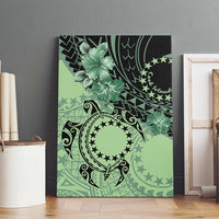 Cook Islands Turtle Canvas Wall Art Stars and Hibiscus - Green LT01 - Polynesian Pride