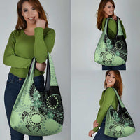 Cook Islands Turtle Grocery Bag Stars and Hibiscus - Green LT01 - Polynesian Pride