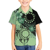 Cook Islands Turtle Hawaiian Shirt Stars and Hibiscus - Green LT01 - Polynesian Pride
