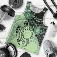 Cook Islands Turtle Men Tank Top Stars and Hibiscus - Green LT01 - Polynesian Pride