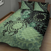 Cook Islands Turtle Quilt Bed Set Stars and Hibiscus - Green LT01 - Polynesian Pride