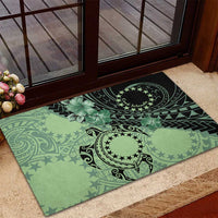 Cook Islands Turtle Rubber Doormat Stars and Hibiscus - Green LT01 - Polynesian Pride