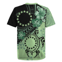 Cook Islands Turtle Rugby Jersey Stars and Hibiscus - Green LT01 - Polynesian Pride