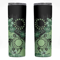 Cook Islands Turtle Skinny Tumbler Stars and Hibiscus - Green
