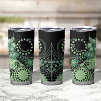 Cook Islands Turtle Tumbler Cup Stars and Hibiscus - Green LT01 - Polynesian Pride