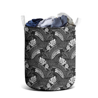Grayscale Monstera Laundry Basket Polynesian Tribal Pattern LT01 - Polynesian Pride