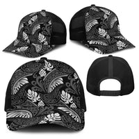 Grayscale Monstera Baseball Net Cap Polynesian Tribal Pattern LT01 - Polynesian Pride