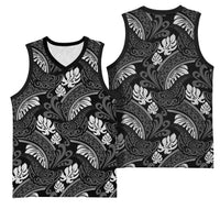 Grayscale Monstera Basketball Jersey Polynesian Tribal Pattern LT01 - Polynesian Pride