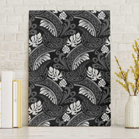 Grayscale Monstera Canvas Wall Art Polynesian Tribal Pattern LT01 Without Frame Black - Polynesian Pride