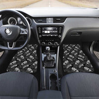 Grayscale Monstera Car Mats Polynesian Tribal Pattern LT01 Set 2pcs - Front Black - Polynesian Pride