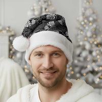 Grayscale Monstera Christmas Santa Hat Polynesian Tribal Pattern LT01 - Polynesian Pride
