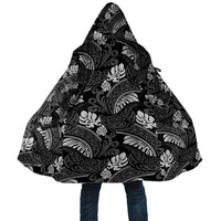 Grayscale Monstera Cloak Polynesian Tribal Pattern LT01 Unisex Black - Polynesian Pride