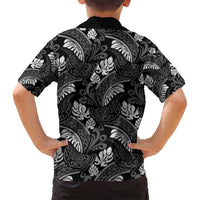 Grayscale Monstera Family Matching Puletasi and Hawaiian Shirt Polynesian Tribal Pattern LT01 - Polynesian Pride