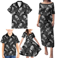 Grayscale Monstera Family Matching Puletasi and Hawaiian Shirt Polynesian Tribal Pattern LT01 - Polynesian Pride