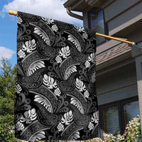 Grayscale Monstera Garden Flag Polynesian Tribal Pattern - Polynesian Pride