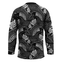 Grayscale Monstera Hockey Jersey Polynesian Tribal Pattern LT01 - Polynesian Pride