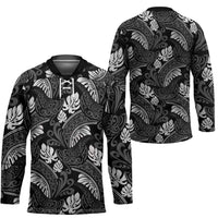 Grayscale Monstera Hockey Jersey Polynesian Tribal Pattern LT01 - Polynesian Pride