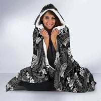 Grayscale Monstera Hooded Blanket Polynesian Tribal Pattern LT01 - Polynesian Pride