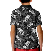 Grayscale Monstera Kid Polo Shirt Polynesian Tribal Pattern LT01 - Polynesian Pride